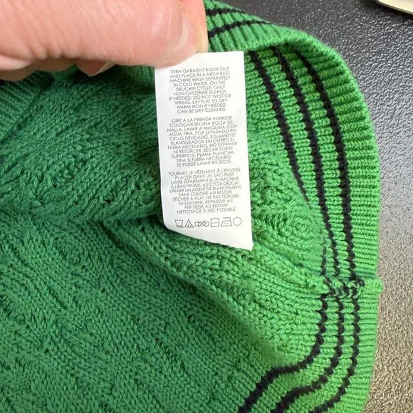 CAbi Women’s Green Textured Knit V-Neck Sweater Size Large Preppy Sporty Chic - Picture 8 of 9